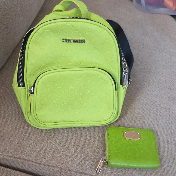 Steve Madden | Bags | Steve Madden Lime Green Backpack And 